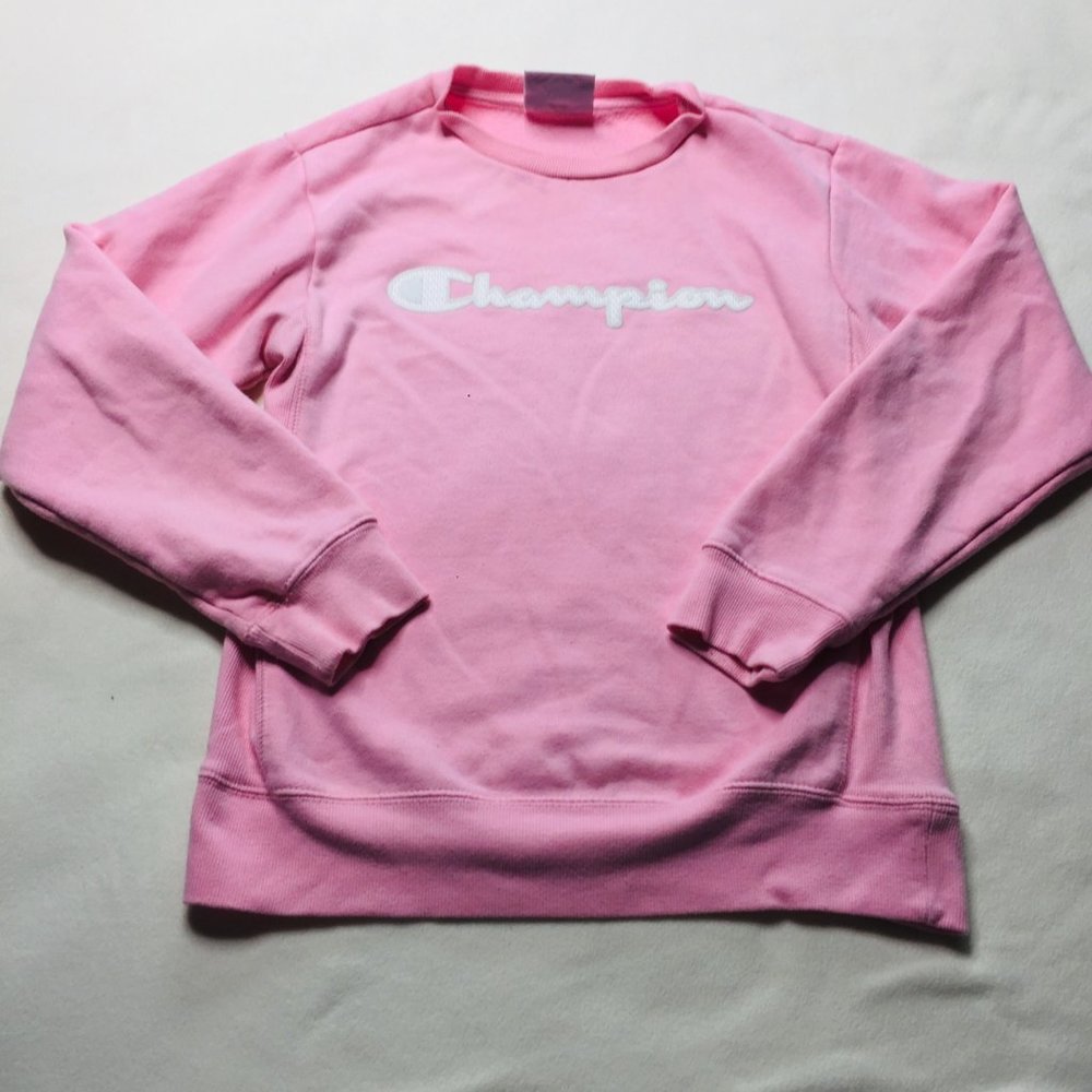 Champion Kids Girl's Crew Neck Long Sleeve Pullover Sweatshirt Pink Size‎ Large